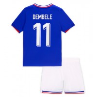 Camiseta Francia Ousmane Dembele #11 Primera Equipación para niños Eurocopa 2024 manga corta (+ pantalones cortos)